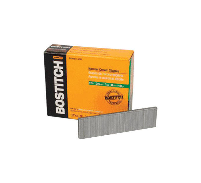 STANLEY BOSTITCH - Stanley Bostitch 7/32 in. W X 1-3/8 in. L Stainless Steel Finish Staples 18 Ga. 1000 pk
