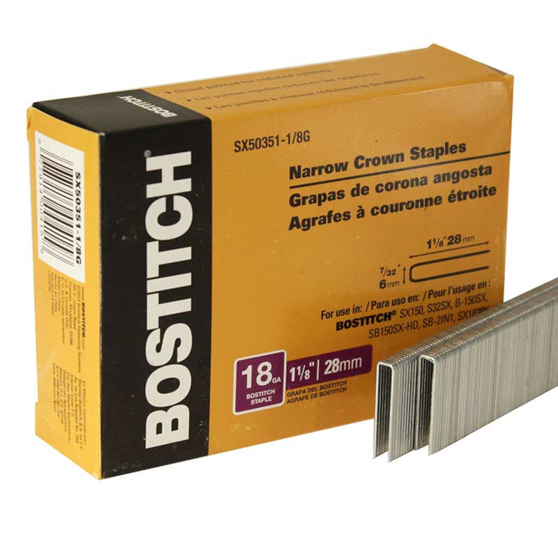 STANLEY BOSTITCH - Bostitch 7/32 in. W X 1-1/8 in. L Galvanized Steel Wire Staples 18 Ga.