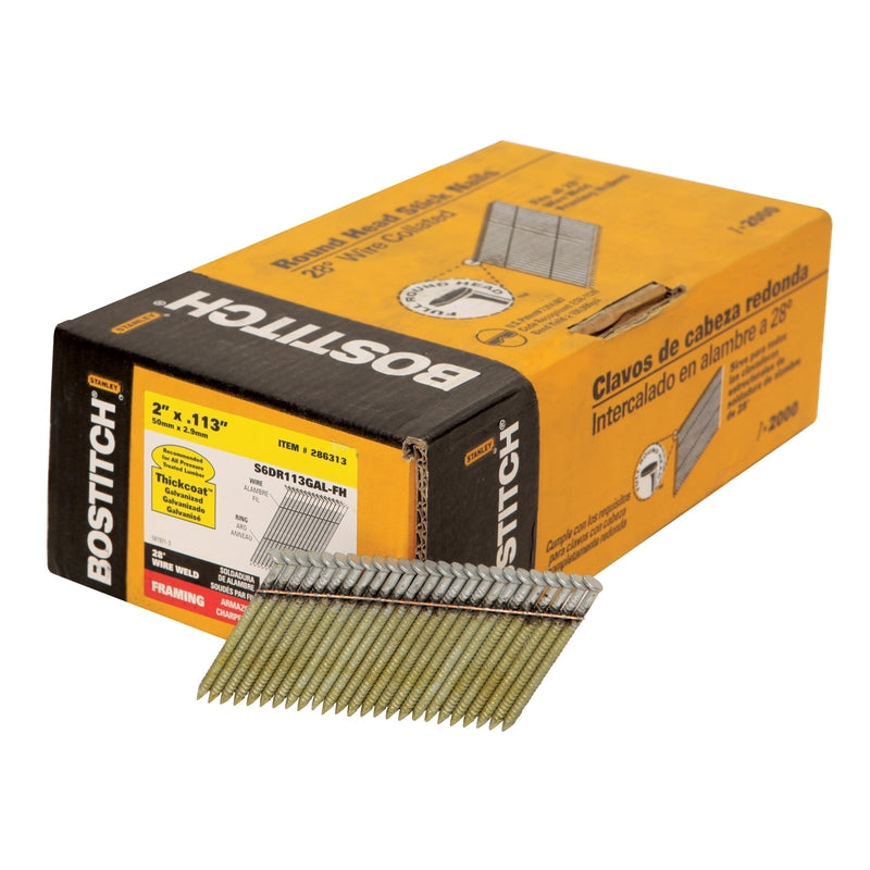 STANLEY BOSTITCH - Bostitch 2 in. 11 Ga. Straight Strip Galvanized Stick Nails 28 deg 2,000 pk