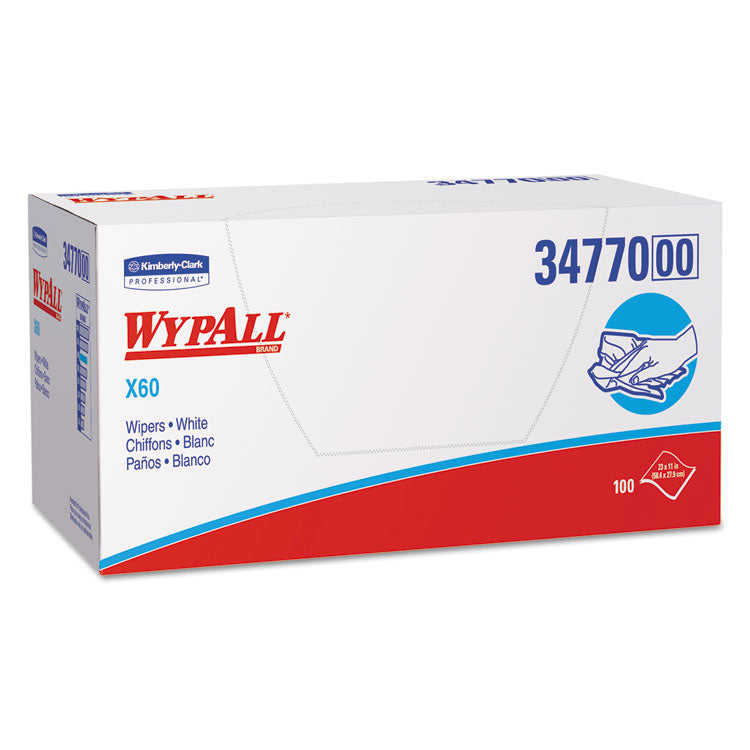 WypAll - General Clean X60 Cloths, 1/4 Fold, 11 x 23, White, 100/Box, 9 Boxes/Carton