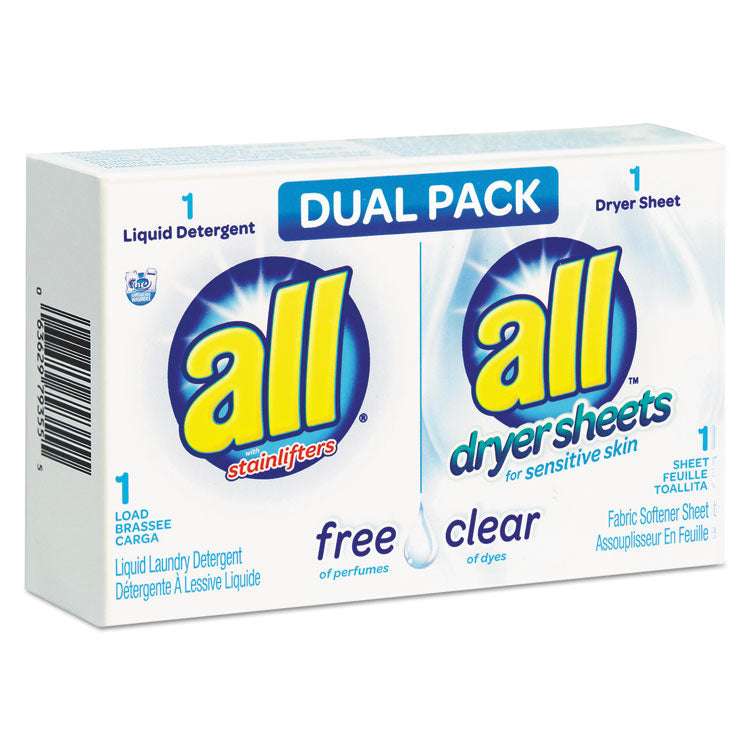 All - Free Clear HE Liquid Laundry Detergent/Dryer Sheet Dual Vend Pack, 100/Ctn