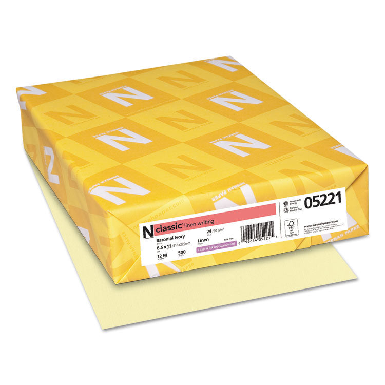 Neenah Paper - CLASSIC Linen Stationery, 24 lb Bond Weight, 8.5 x 11, Baronial Ivory, 500/Ream