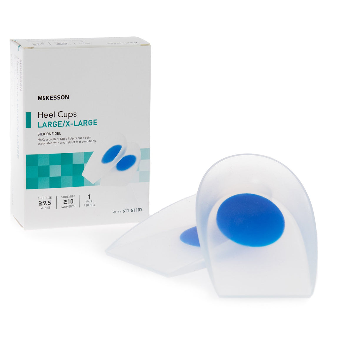 McKesson Brand - Heel Cup McKesson U-Shaped Silicone Female 10 and up / Male 9-1/2 and up Blue / Clear [1/PR]