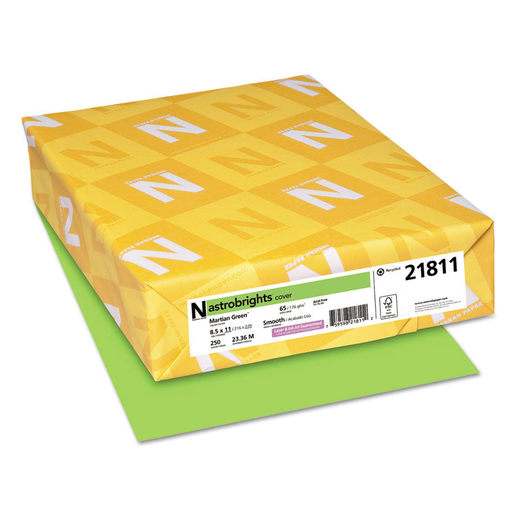 Astrobrights - Color Cardstock, 65 lb Cover Weight, 8.5 x 11, Martian Green, 250/Pack