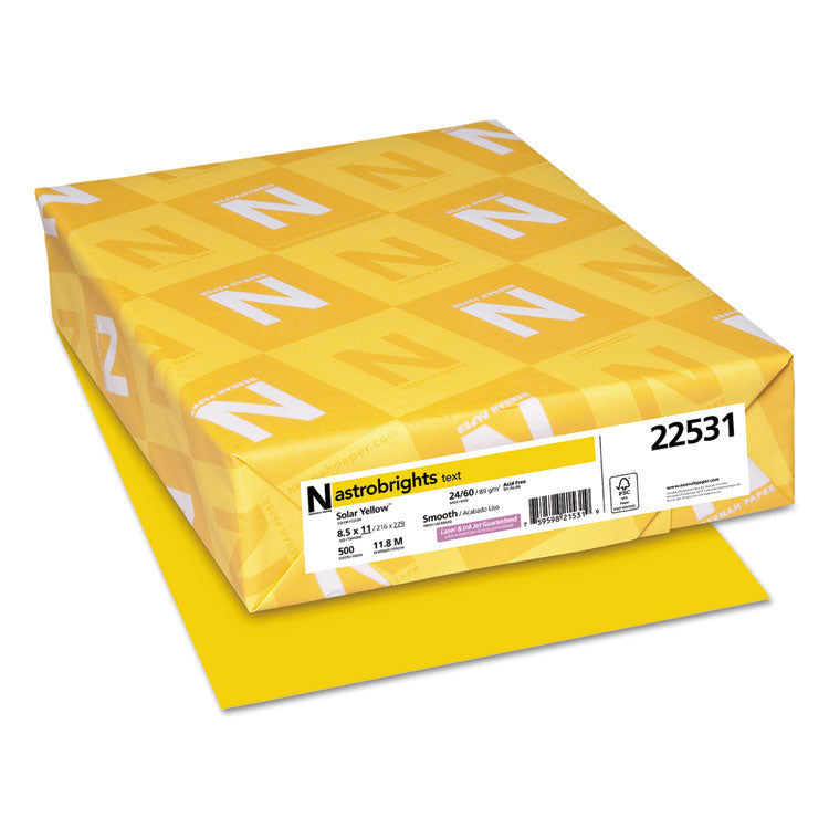 Astrobrights - Color Paper, 24 lb Bond Weight, 8.5 x 11, Solar Yellow, 500/Ream