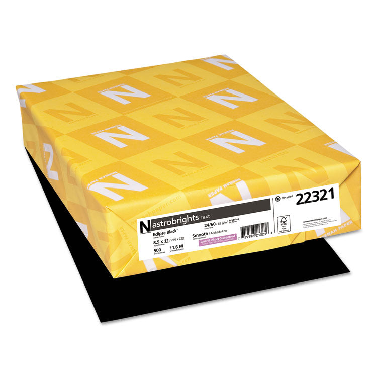 Astrobrights - Color Paper, 24 lb Bond Weight, 8.5 x 11, Eclipse Black, 500/Ream