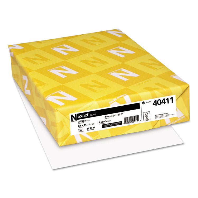 Neenah Paper - Exact Index Card Stock, 94 Bright, 110 lb Index Weight, 8.5 x 11, White, 250/Pack