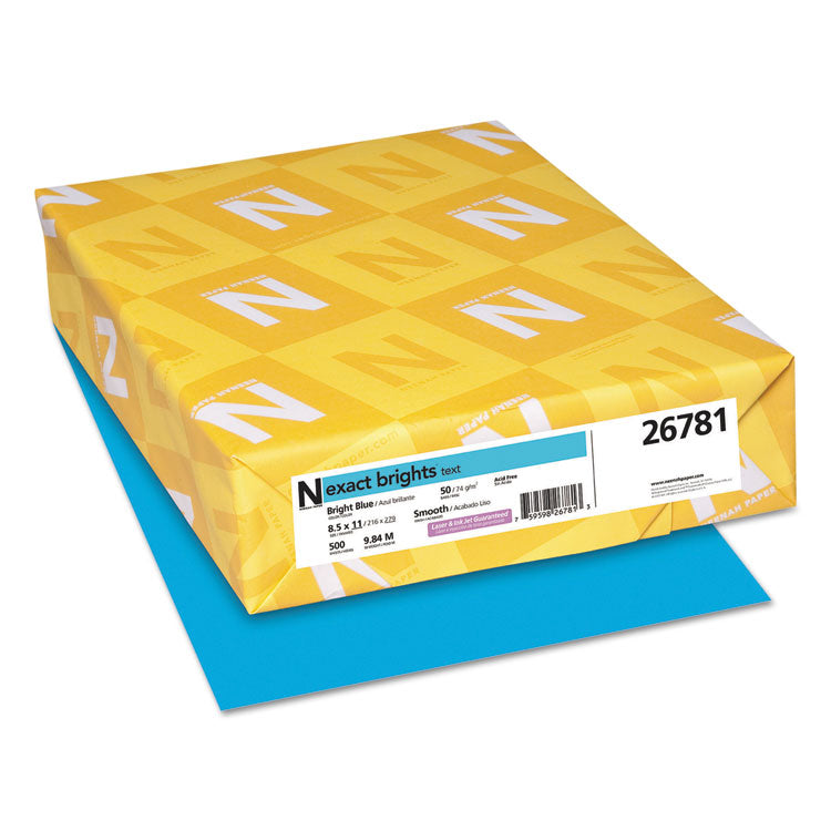 Neenah Paper - Exact Brights Paper, 20 lb Bond Weight, 8.5 x 11, Bright Blue, 500/Ream