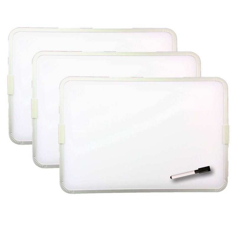 FLIPSIDE PRODUCTS - Two-Sided Aluminum Framed, Magnetic Dry Erase Board w/Pen, 9" x 12", Pack of 3