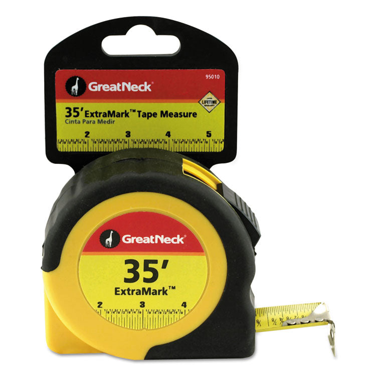 Great Neck - ExtraMark Tape Measure, 1" x 35 ft, Steel, Yellow/Black
