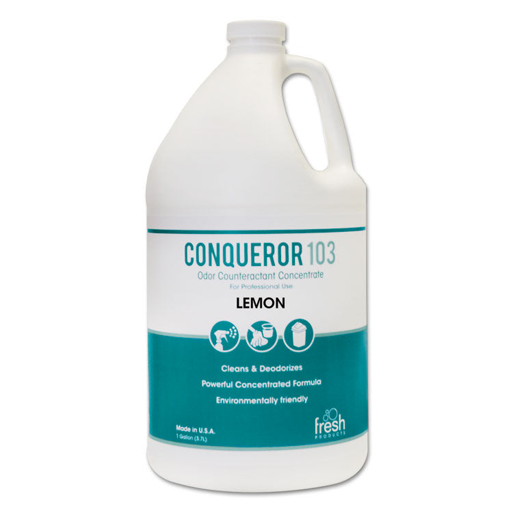 Fresh Products - Conqueror 103 Odor Counteractant Concentrate, Lemon, 1 gal Bottle, 4/Carton