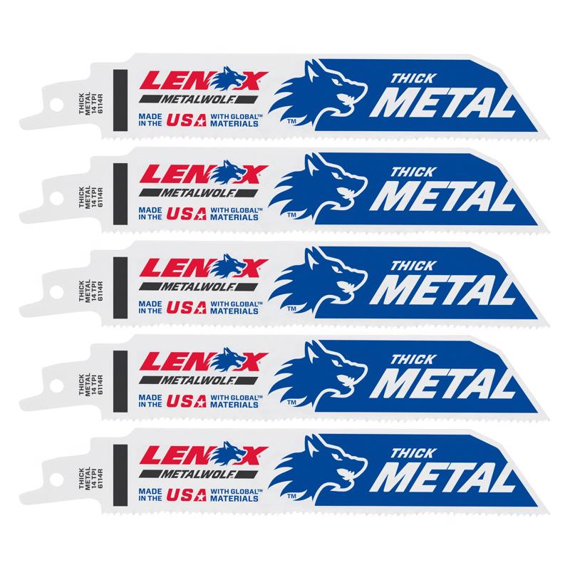 LENOX - LENOX METALWOLF 6 in. Bi-Metal WAVE EDGE Reciprocating Saw Blade 14 TPI 5 pk [201726114R]