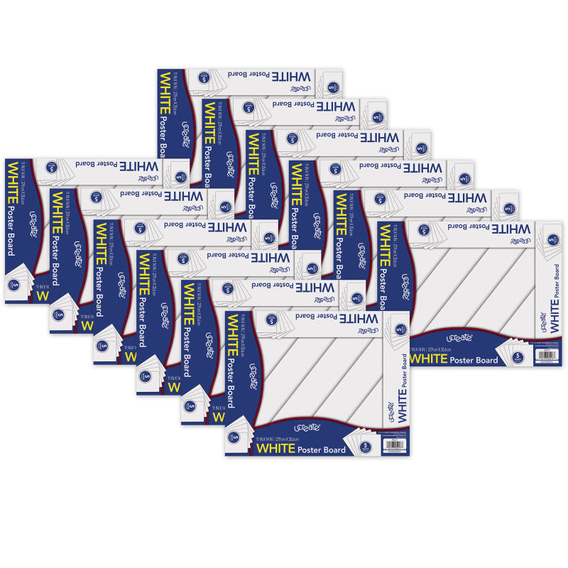 UCREATE - Poster Board, White, 11" x 14", 5 Sheets Per Pack, 12 Packs