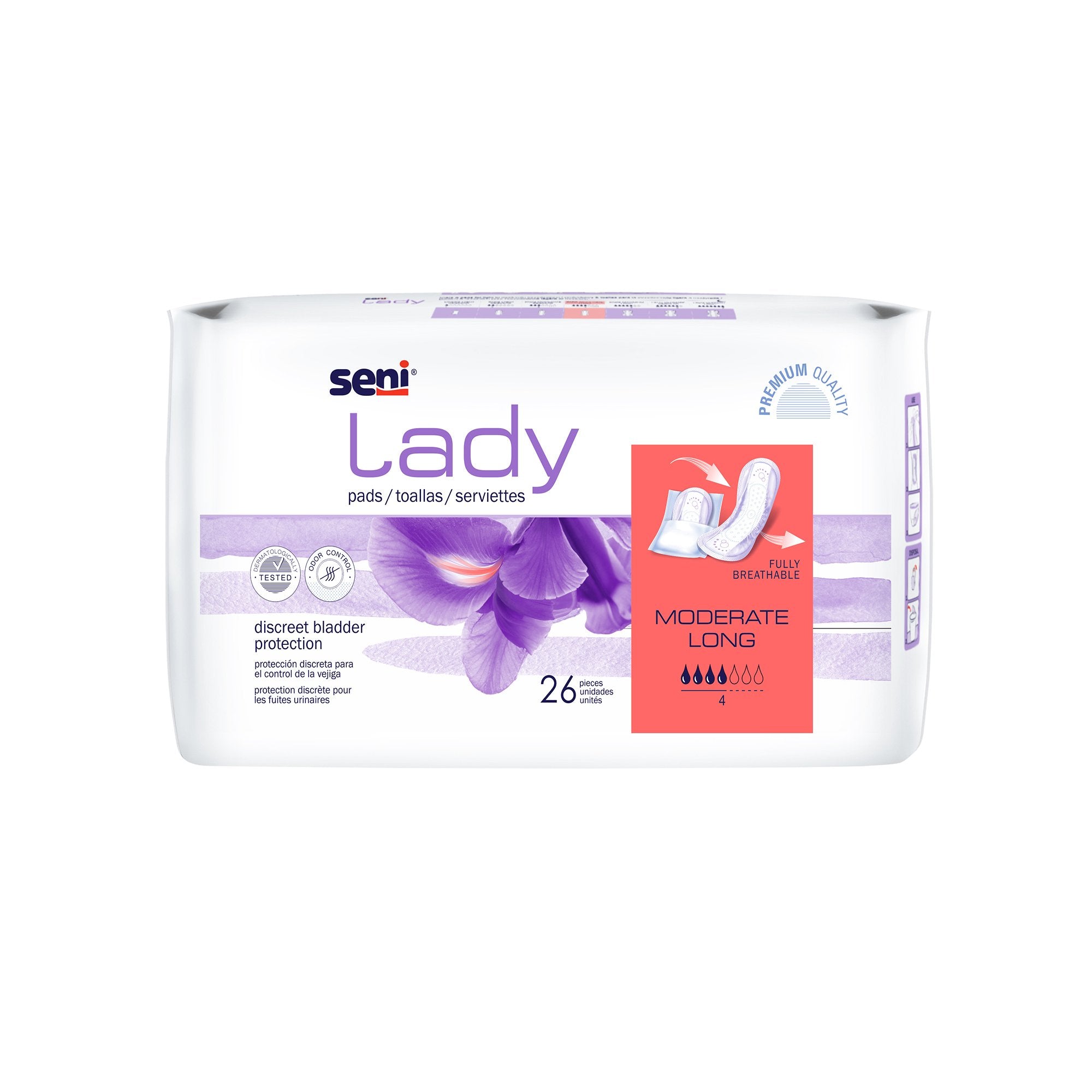 TZMO USA Inc - Bladder Control Pad Seni® Lady Moderate 11 Inch Length Moderate Absorbency Super Absorbent Core One Size Fits Most [26/PK]