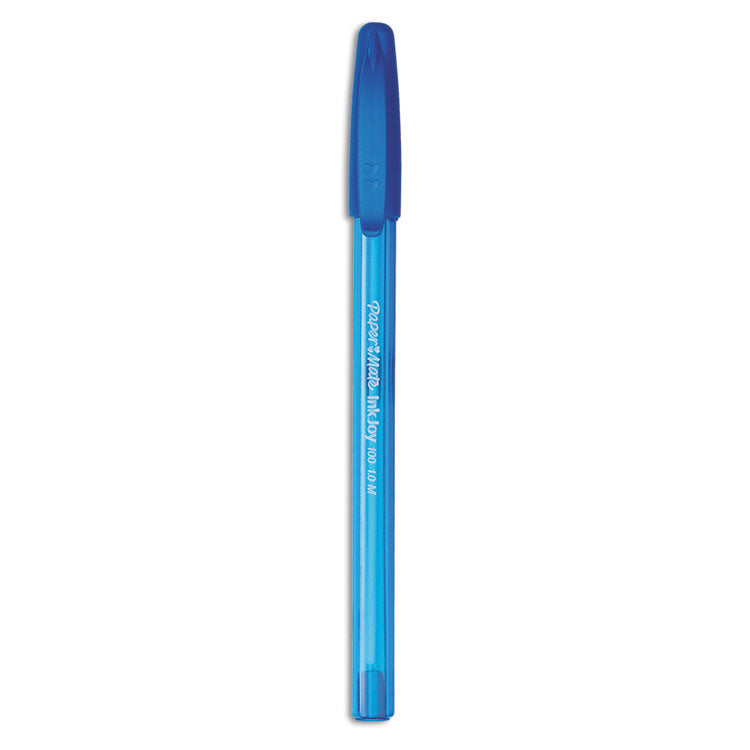 Paper Mate - InkJoy 100 Ballpoint Pen, Stick, Medium 1 mm, Blue Ink, Blue Barrel, Dozen