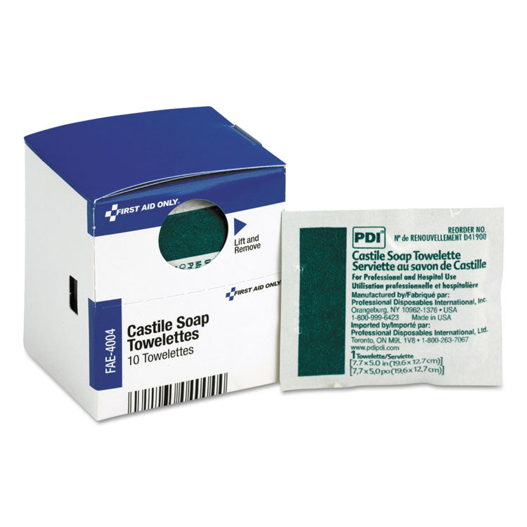 First Aid Only - SmartCompliance Castile Soap Towelettes, 10/Box
