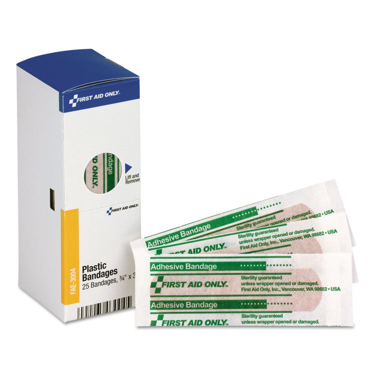 First Aid Only - SmartCompliance Plastic Bandages, 0.75 x 3, 25/Box