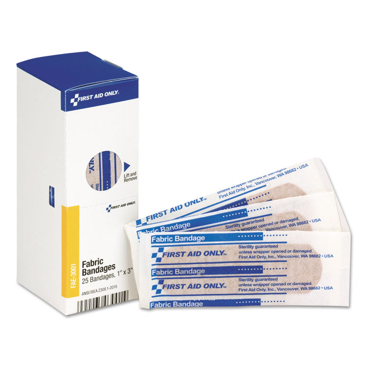 First Aid Only - SmartCompliance Fabric Bandages, 1 x 3, 25/Box