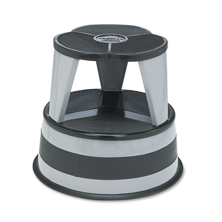 Cramer - Kik-Step Steel Step Stool, 2-Step, 350 lb Capacity, 16" Diameter x 14.25"h, Slate