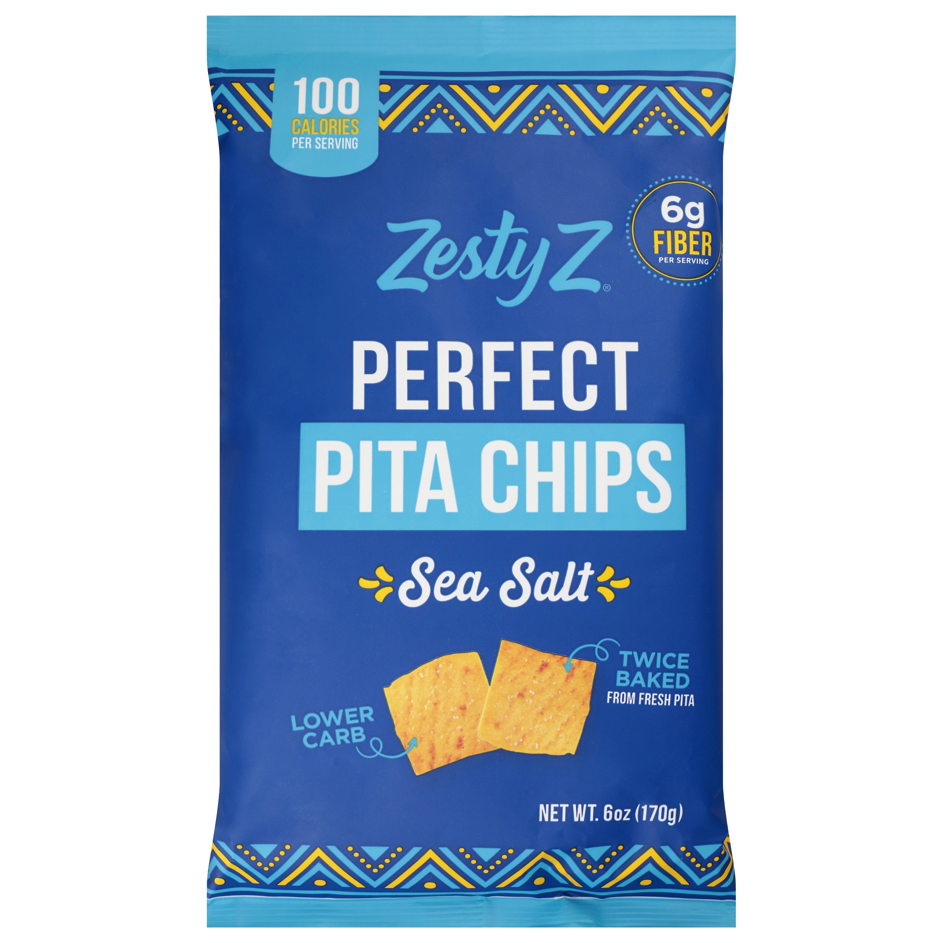 Zesty Z Perfect Sea Salt Pita Chips 6 oz - Case of 8