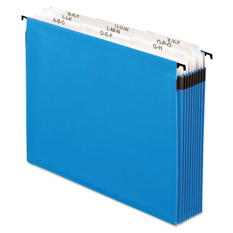 Pendaflex - SureHook Nine-Section Hanging Folder, 9 Sections, 5.25" Capacity, Letter Size, 1/5-Cut Tabs, Blue