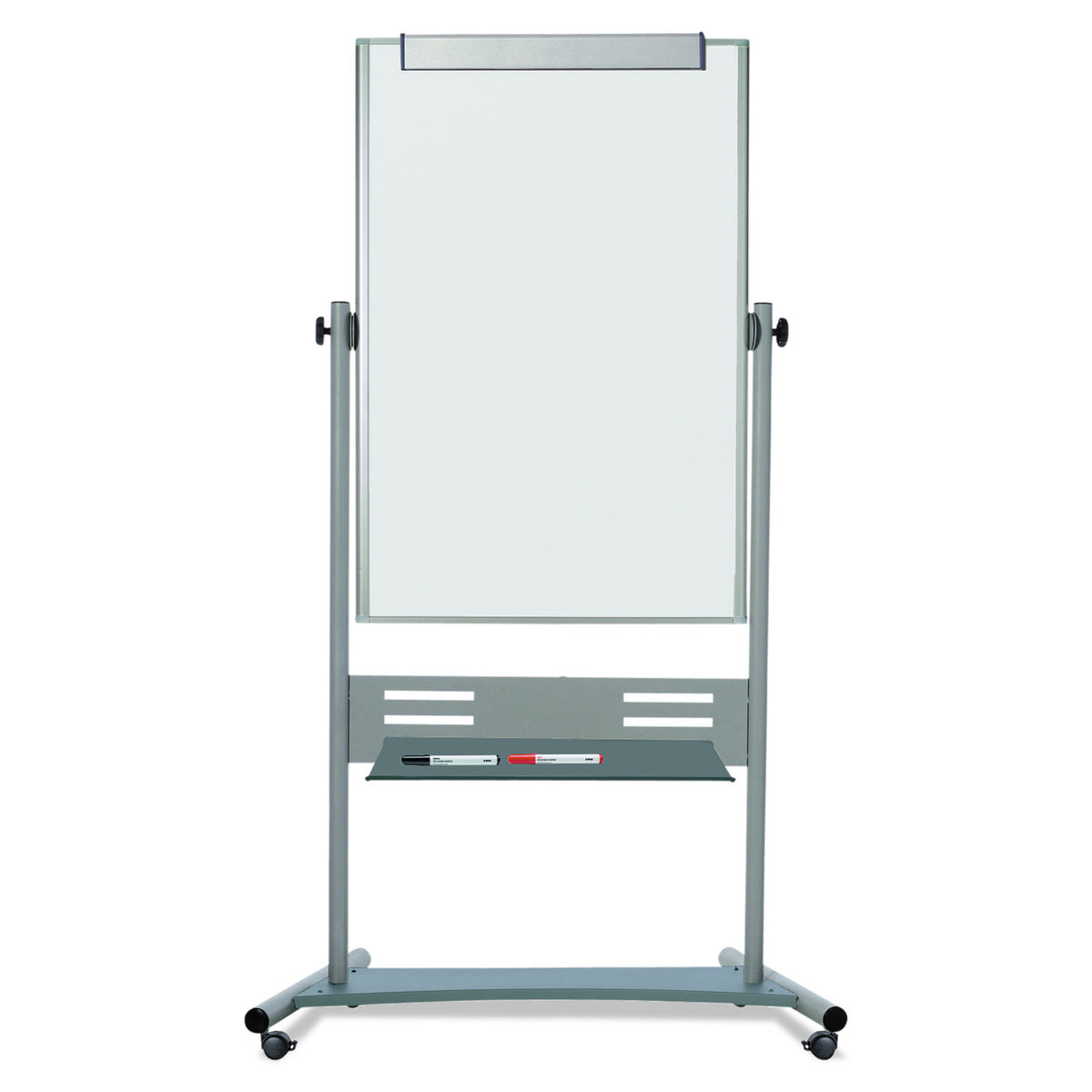 Revolver Easel, Vertical Orientation, 35.4" x 47.2", White Surface, Satin Aluminum Frame