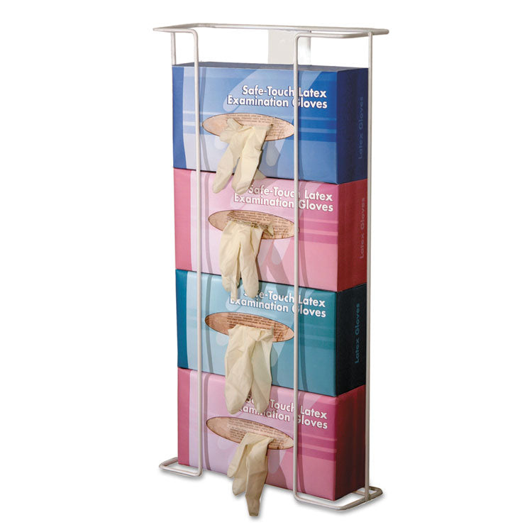 Unimed - Wire Wall-Mount Glove Box Holder, 4-Box, Horizontal, Stainless Steel, White, 11 x 4 x 22