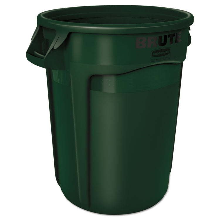 Rubbermaid Commercial - Vented Round Brute Container, 32 gal, Plastic, Dark Green