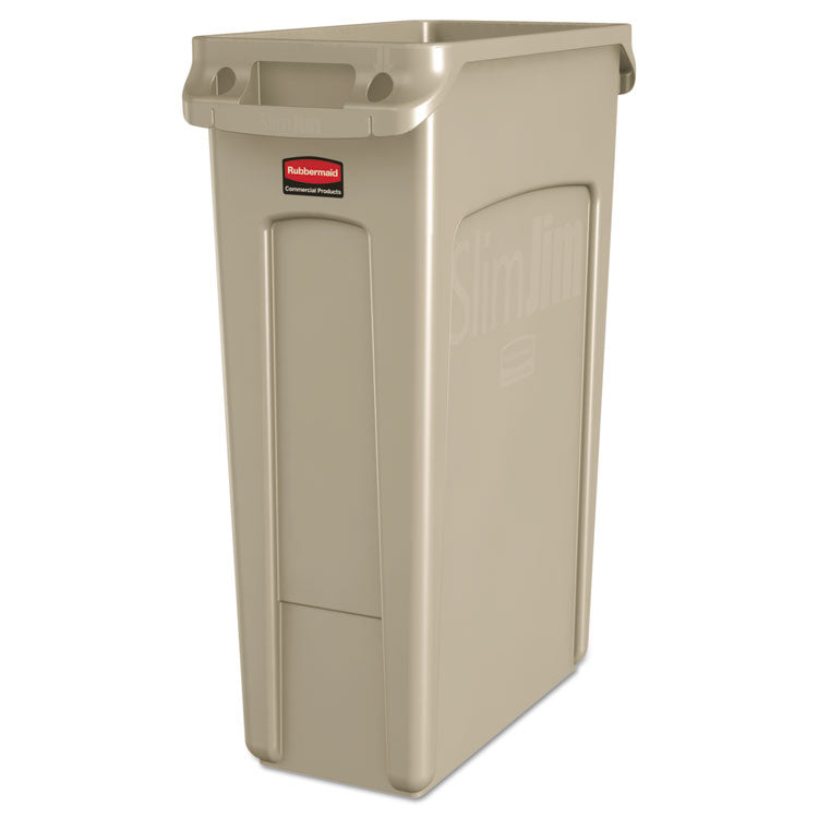 Rubbermaid Commercial - Slim Jim with Venting Channels, 23 gal, Plastic, Beige