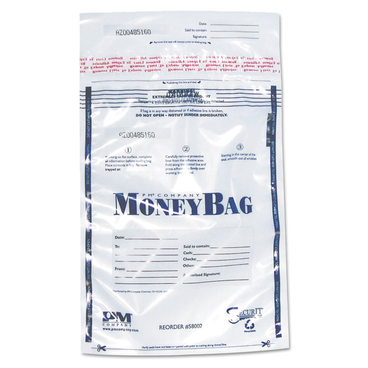 SecurIT - Tamper-Evident Deposit Bag, Plastic, 9 x 12, Clear, 100/Pack