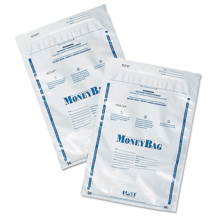 SecurIT - Tamper-Evident Deposit Bag, Plastic, 9 x 12, White, 100/Pack