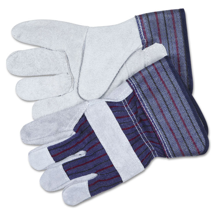 MCR Safety - Split Leather Palm Gloves, Large, Gray, Pair
