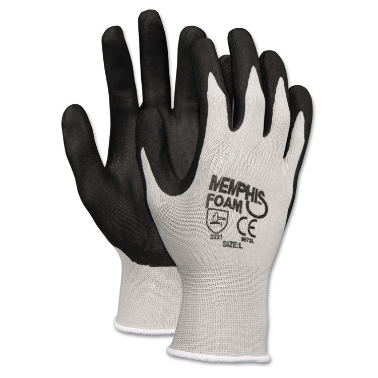 MCR Safety - Economy Foam Nitrile Gloves, Large, Gray/Black, 12 Pairs