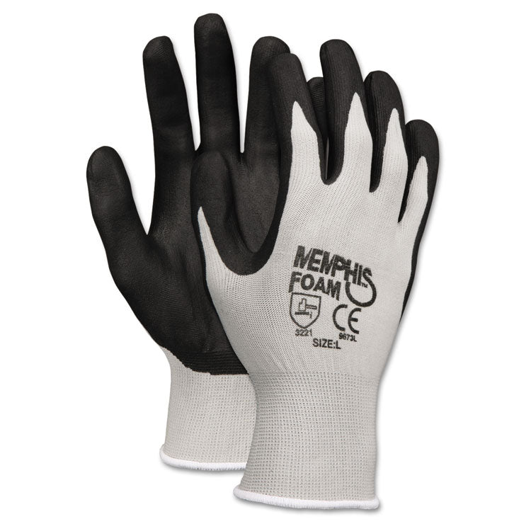 MCR Safety - Economy Foam Nitrile Gloves, Small, Gray/Black, 12 Pairs