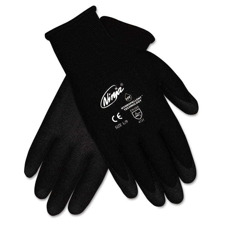 MCR Safety - Ninja HPT PVC coated Nylon Gloves, Large, Black, Pair (8803561)