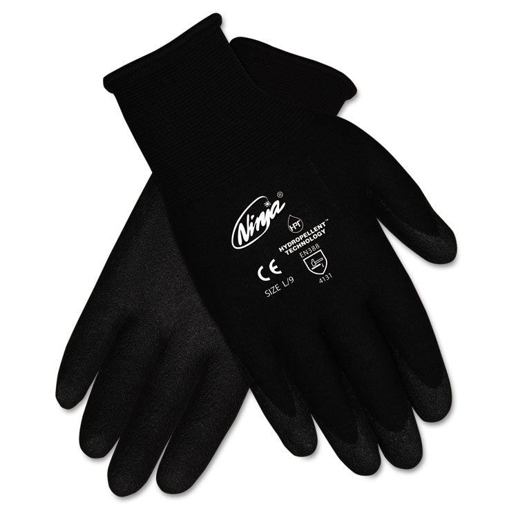 MCR Safety - Ninja HPT PVC coated Nylon Gloves, Small, Black, Pair