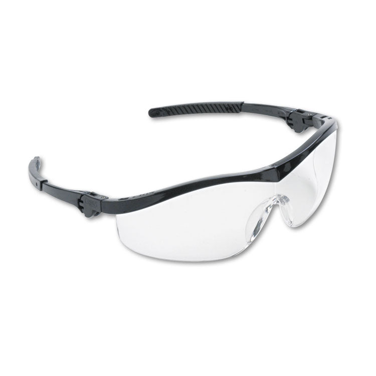 MCR Safety - Storm Wraparound Safety Glasses, Black Nylon Frame, Clear Lens, 12/Box