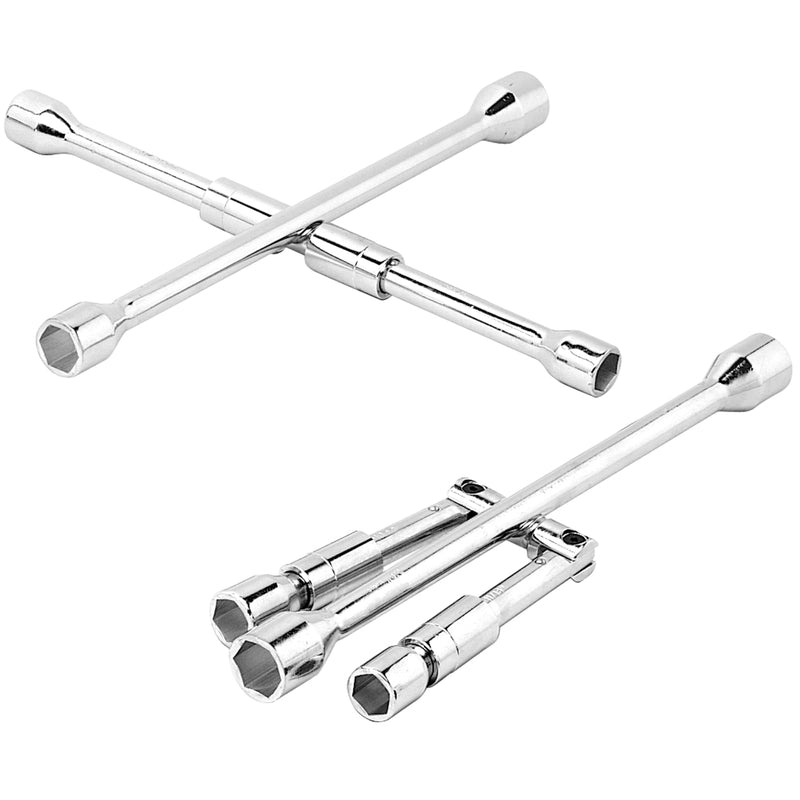 PERFORMANCE TOOL - Performance Tool 6 Point Metric and SAE 4-Way Folding Lug Wrench 7 in. L 1 pc