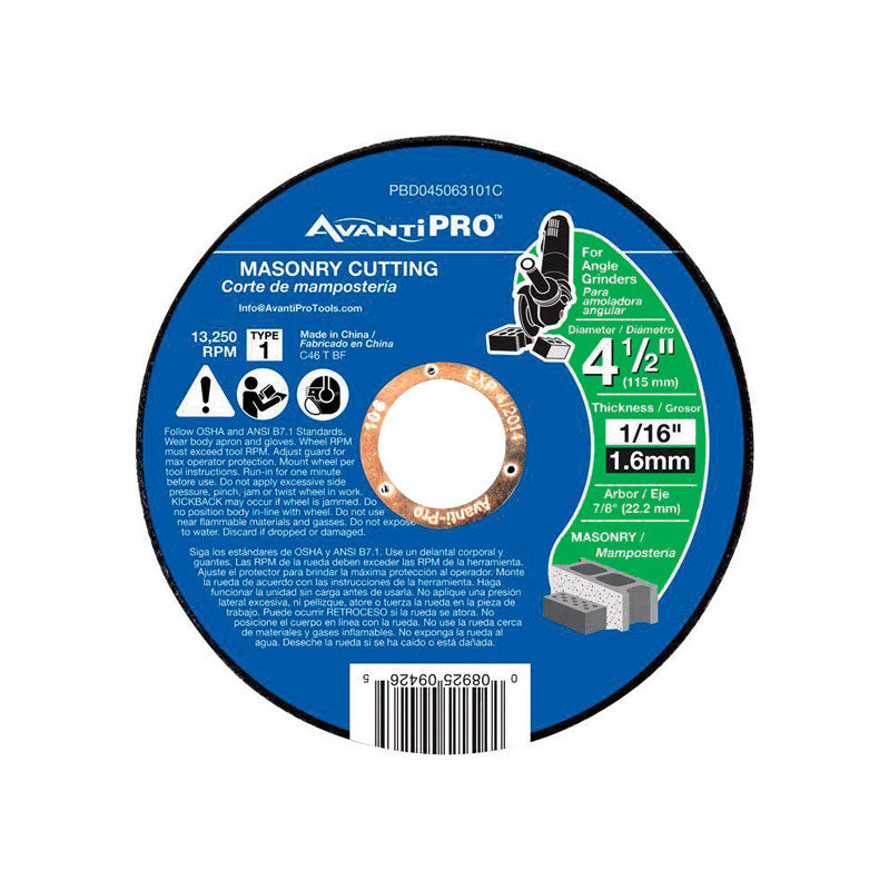 AVANTI PRO - Avanti Pro 4-1/2 in. D X 7/8 in. Aluminum Oxide Masonry Cut-Off Disc