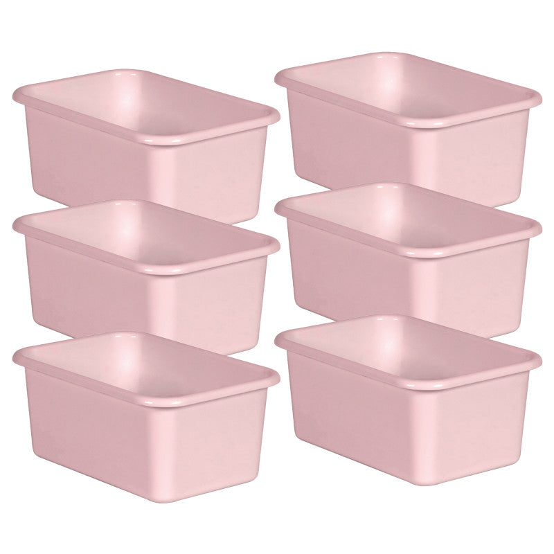 TEACHER CREATED RESOURCES - Blush Small Plastic Storage Bin, Pack of 6