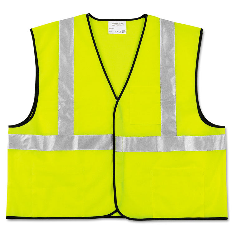 MCR Safety - Class 2 Safety Vest, Polyester, X-Large, Fluorescent Lime with Silver Stripe