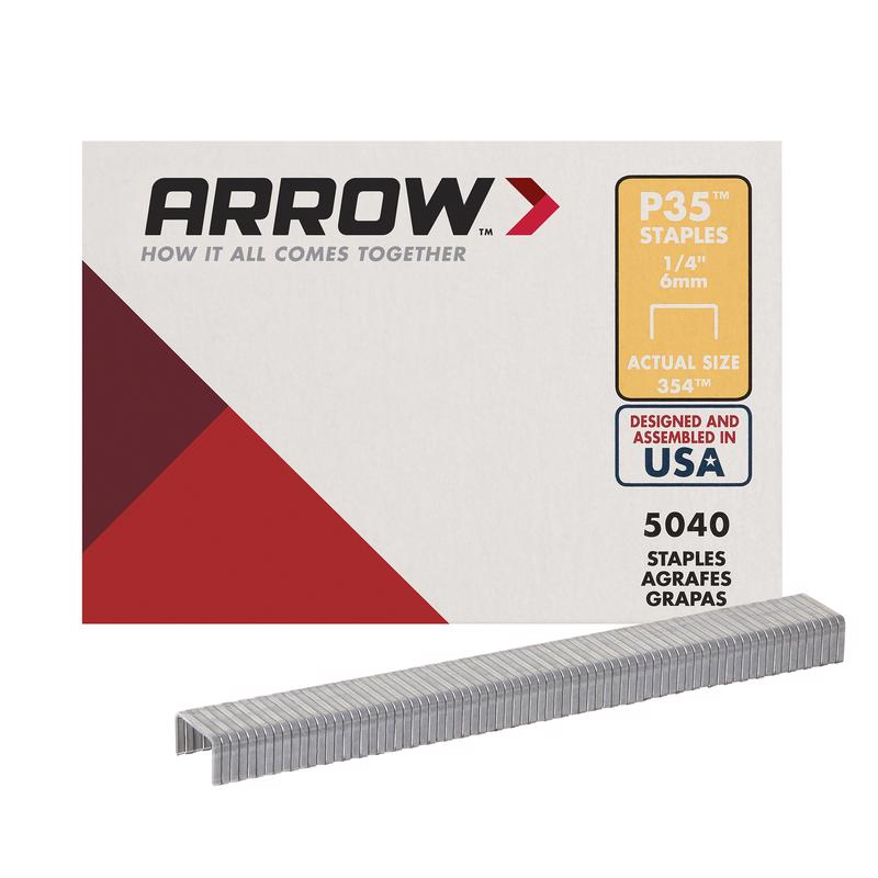 ARROW FASTENER - Arrow P35 7/16 in. W X 1/4 in. L 25 Ga. Flat Crown Heavy Duty Staples 5040 pk