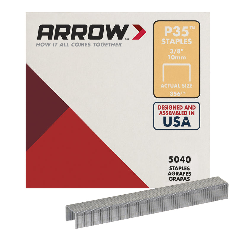 ARROW FASTENER - Arrow P35 7/16 in. W X 3/8 in. L 25 Ga. Flat Crown Heavy Duty Staples 5040 pk