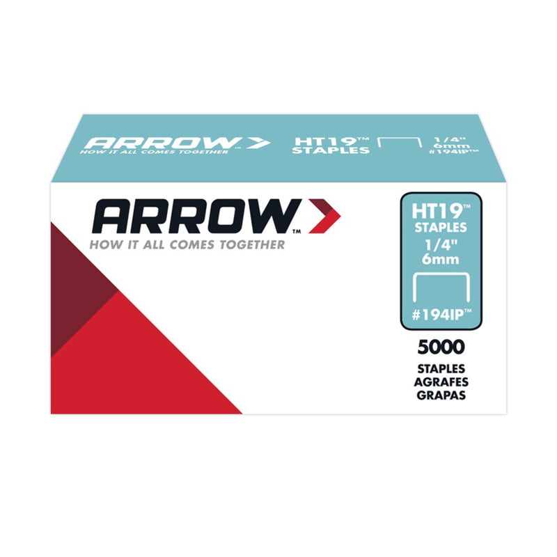 ARROW - Arrow HT19 3/8 in. W X 1/4 in. L 18 Ga. Flat Crown Staples 5000 pk