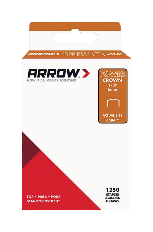 ARROW FASTENER - Arrow #584 3/8 in. W X 1/4 in. L 18 Ga. Power Crown Standard Staples 1250 pk