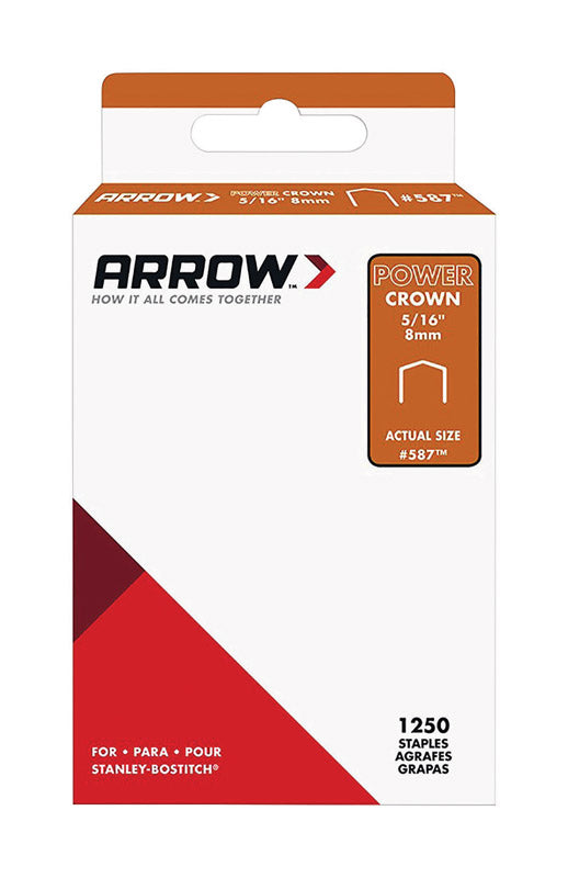 ARROW FASTENER - Arrow #587 3/8 in. W X 5/16 in. L 18 Ga. Power Crown Standard Staples 1250 pk