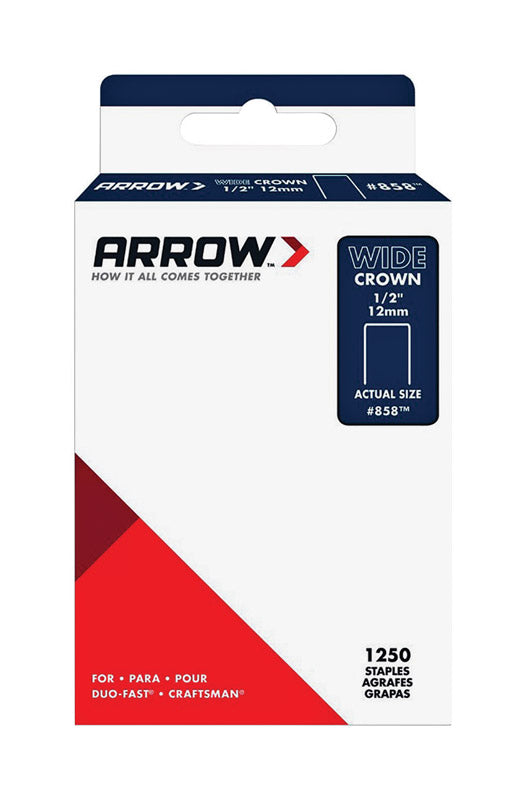 ARROW FASTENER - Arrow #858 1/2 in. W X 1/2 in. L 18 Ga. Wide Crown Standard Staples 1250 pk