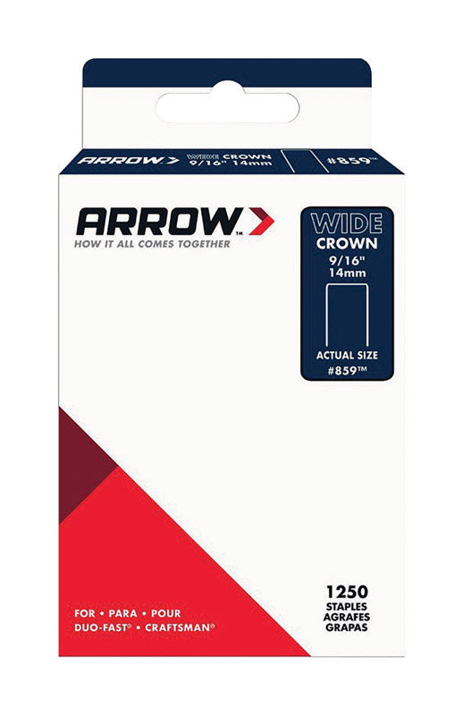 ARROW FASTENER - Arrow #859 1/2 in. W X 9/16 in. L 18 Ga. Wide Crown Standard Staples 1250 pk
