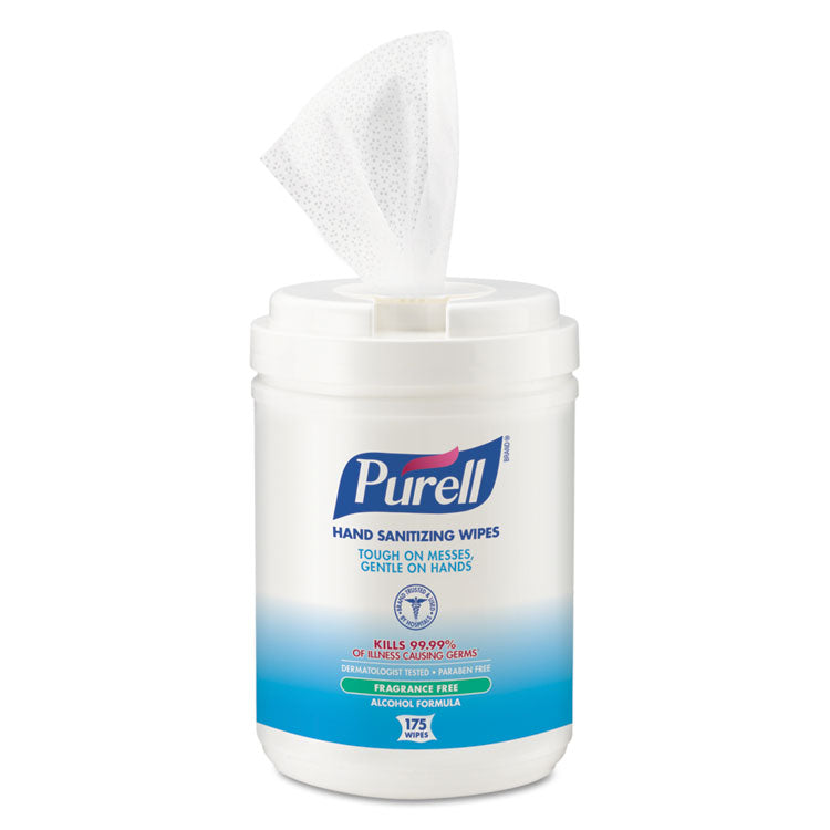 PURELL - Hand Sanitizing Wipes Alcohol Formula, 6 x 7, White, 175/Canister, 6 Canisters/Carton