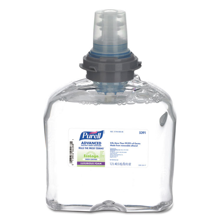 PURELL - Green Certified TFX Refill Advanced Foam Hand Sanitizer, 1,200 mL, Fragrance-Free, 2/Carton